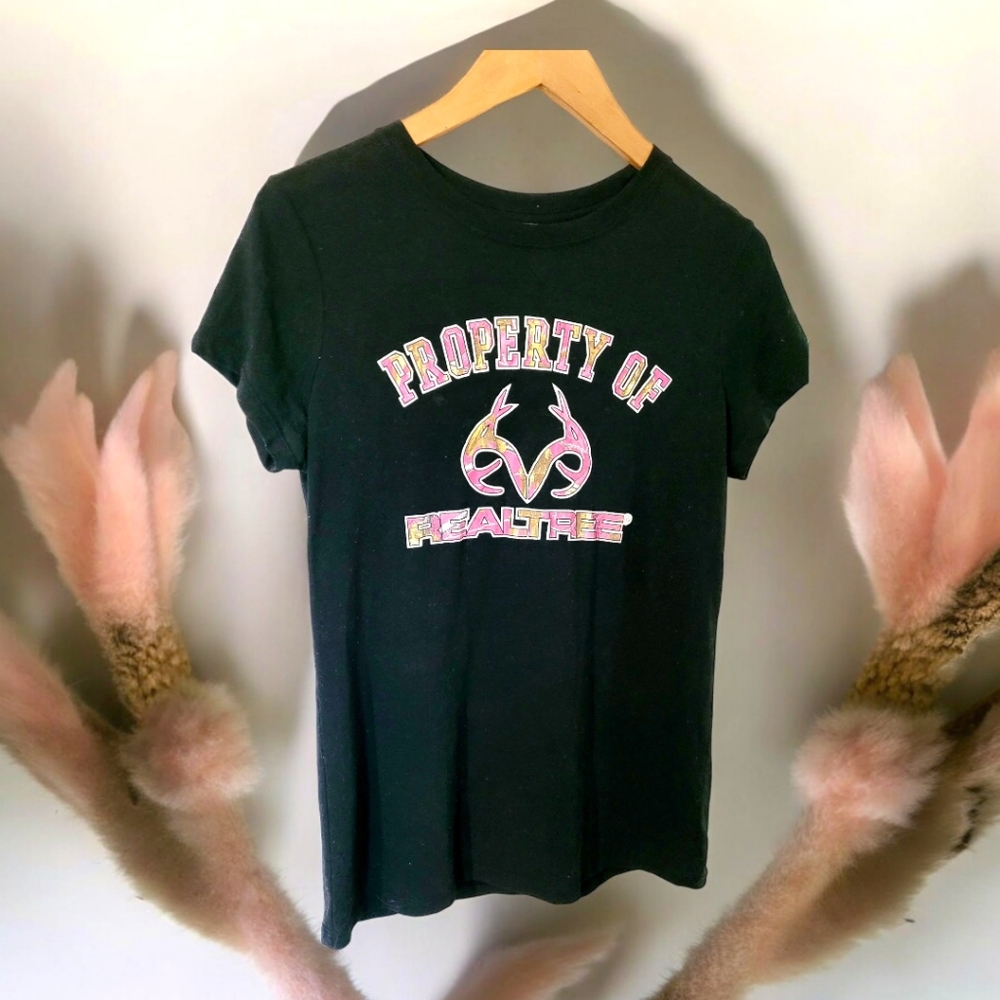 RealTree pink graphic babydoll tee women's size medium